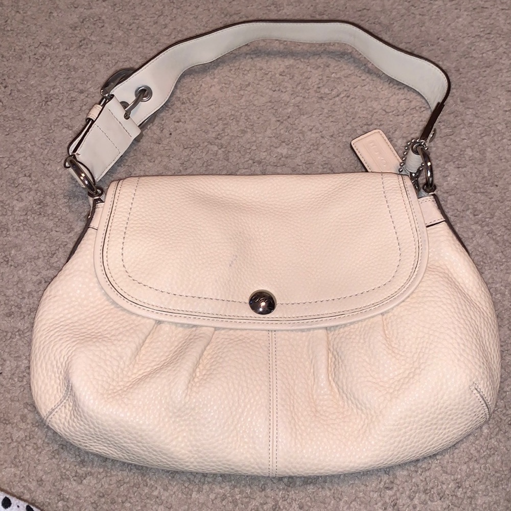 Hardly used cream coach purse